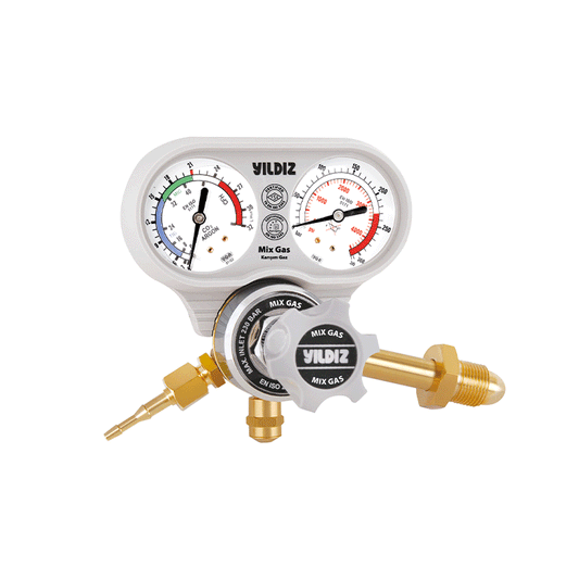 Yıldız Gaz 5450S CO₂ Basınç Düşürücü – Manometreli, W 21.80 x 1/14” İç, 21 L/Min